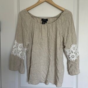 Karen Kane Women’s Off-Shoulder Linen Blend Blouse Ecru M